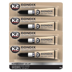 4x K2 Bondix Super Fast Glue greito veikimo sekundiniai klijai 3g