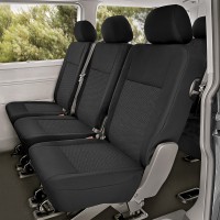 Modeliniai sėdynių užvalkalai Volkswagen Transporter Caravelle Multivan T6 (2015➝) 3 vietų galiniai atskiri medžiaginiai