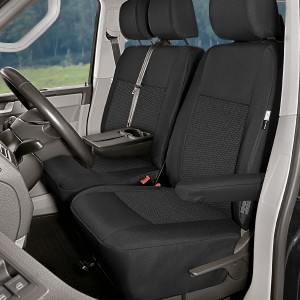 Modeliniai sėdynių užvalkalai Volkswagen Transporter Caravelle Multivan T6 (2015➝) 3 vietų priekiniai su staliuku medžiaginiai