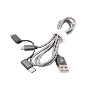 Universalus 3 in 1 USB telefono įkrovimo laidas kabelis Micro USB-C iPhone 100cm