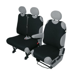Universalūs apsauginiai priekinių 2+1 sėdynių užvalkalai mikroautobusams juodi