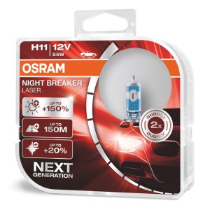 Automobilinės lemputės H11 55W Osram Night Breaker Laser 2 vnt.
