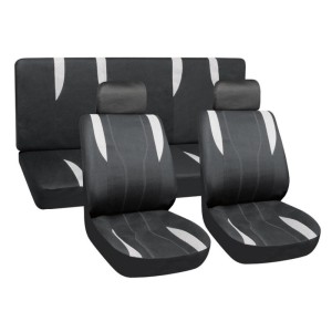 Universalūs automobilių sėdynių užvalkalai komplektas juodi/pilki