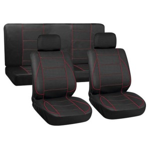 Universalūs automobilių sėdynių užvalkalai komplektas juodi/raudoni